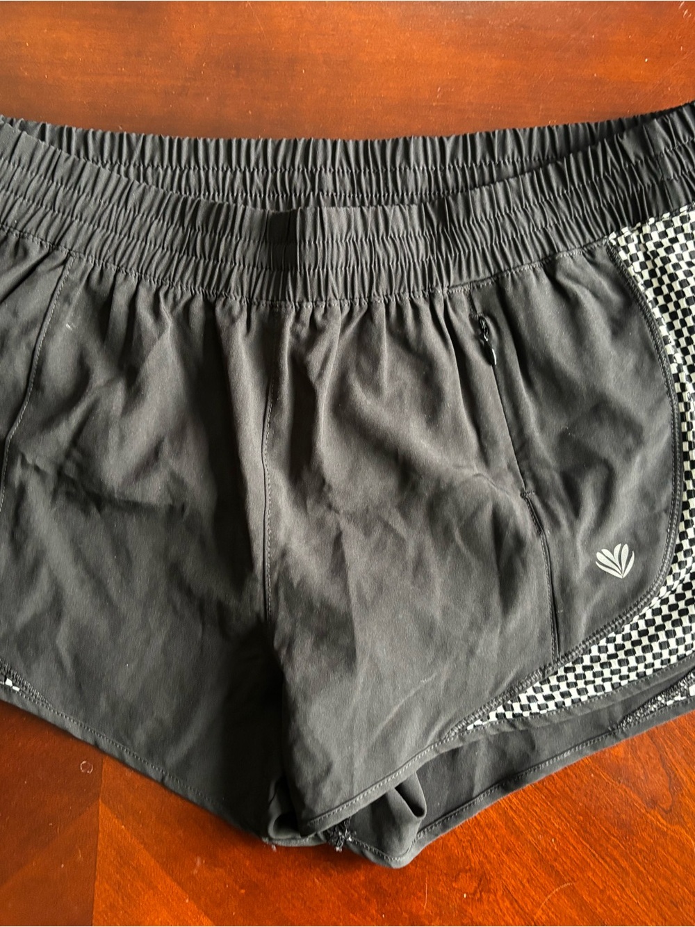 Forever 21 Black Athletic Shorts with Checker Trim